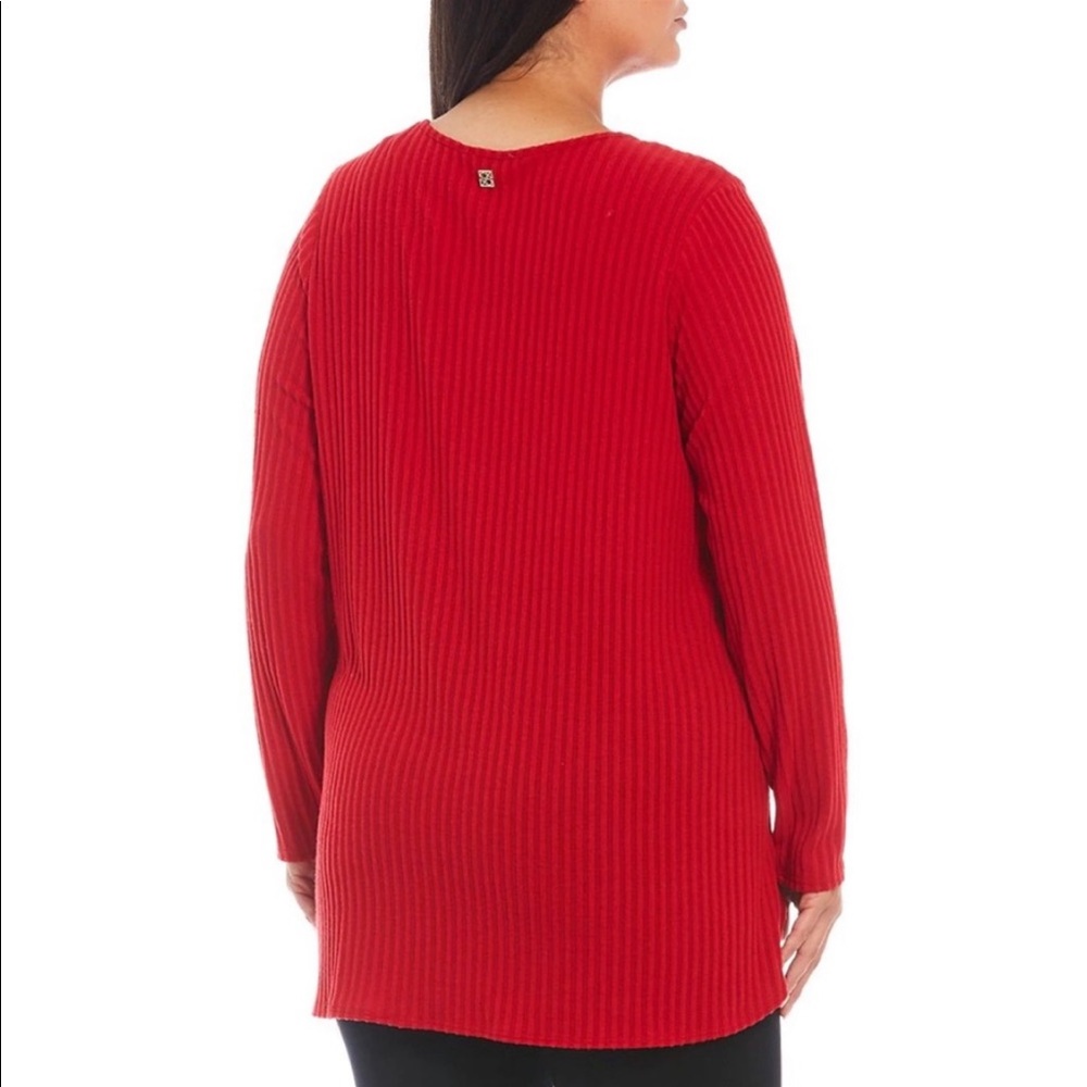 Calvin Klein Shimmer Red Scoop Neck Tunic Sweater Size 2X W0XHL848 - Picture 13 of 14